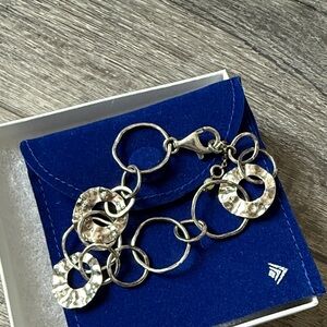 Silpada Sterling Silver Hammered Circle Paper Chain B1217 Bracelet Size 7.75In